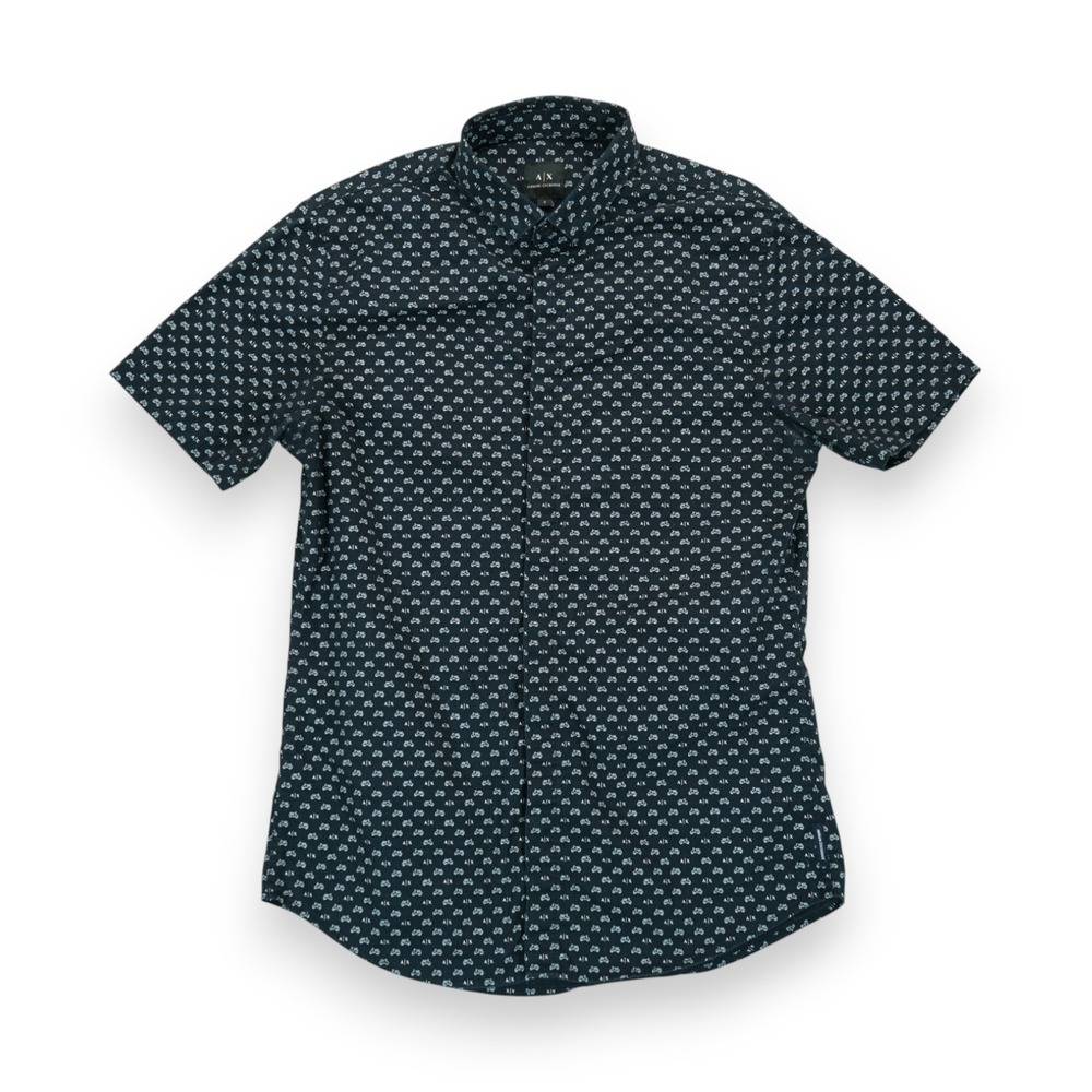 A|X Armani Exchange Slim Men Shirt All Over Print Short Sleeve Button Up Small
